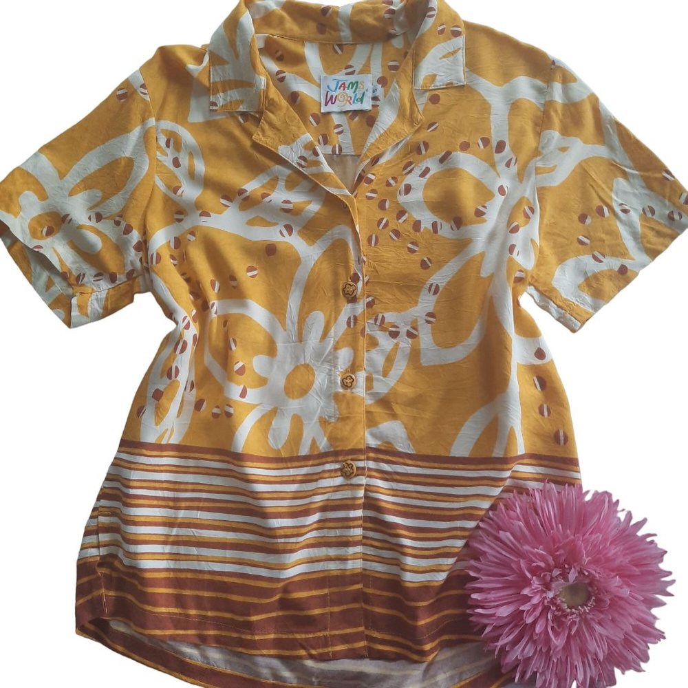 Vintage Jams World Hawaiian Printed Short Sleeve Shirt - Picture 1 of 14